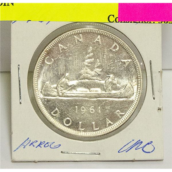 UNC 1961 CANADA QEII SILVER $1 COIN