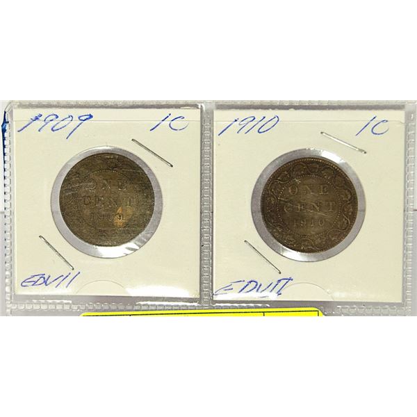 1909-1910 CANADIAN EDWARD VII LARGE 1 CENT COINS
