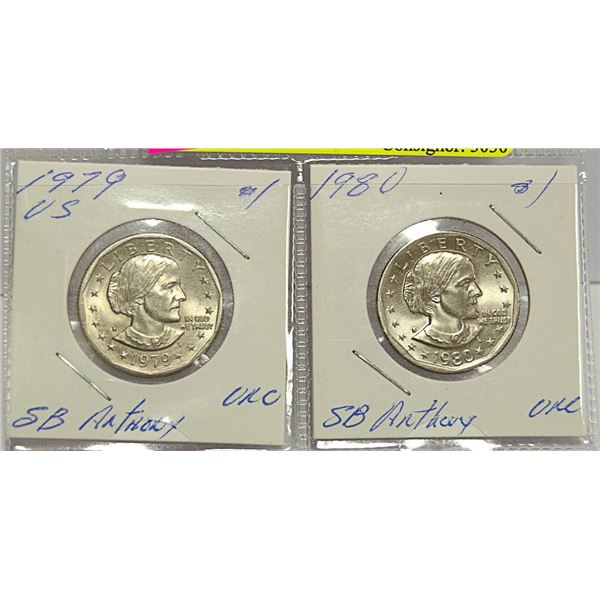 UNC 1979-1980 US SUSAN B ANTHONY $1 COINS