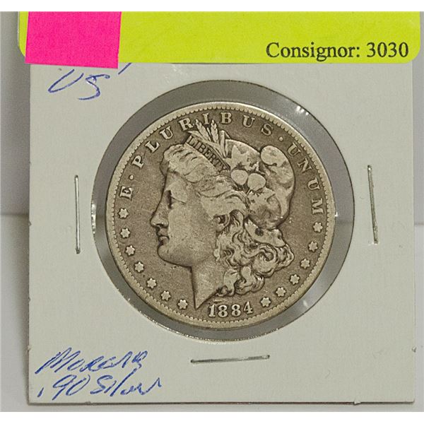 1884 US MORGAN SILVER DOLLAR