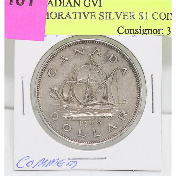 1949 CANADIAN GVI COMMEMORATIVE SILVER $1 COIN