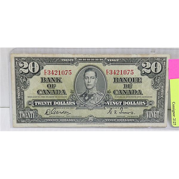 1937 CANADIAN $20 BILL