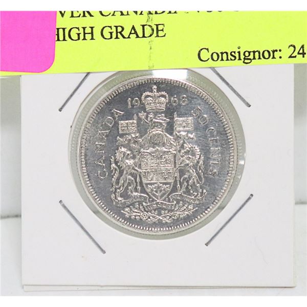 1963 SILVER CANADIAN 50 CENT PIECE