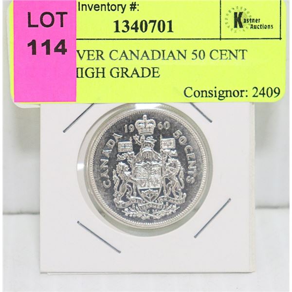 1960 SILVER CANADIAN 50 CENT PIECE