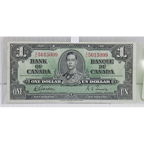 1937 CANADIAN  ONE DOLLAR  BILL