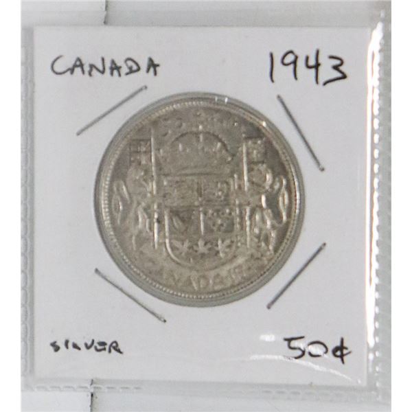1943 CANADIAN FIFTY CENT SILVER COIN