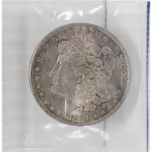 1884 US MORGAN SILVER DOLLAR COIN