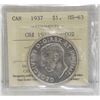 Image 1 : 1937 CANADIAN SILVER DOLLAR ICCCS GRADED MS63