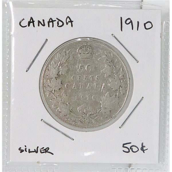 1910 CANADIAN FIFTY CENT SILVER COIN