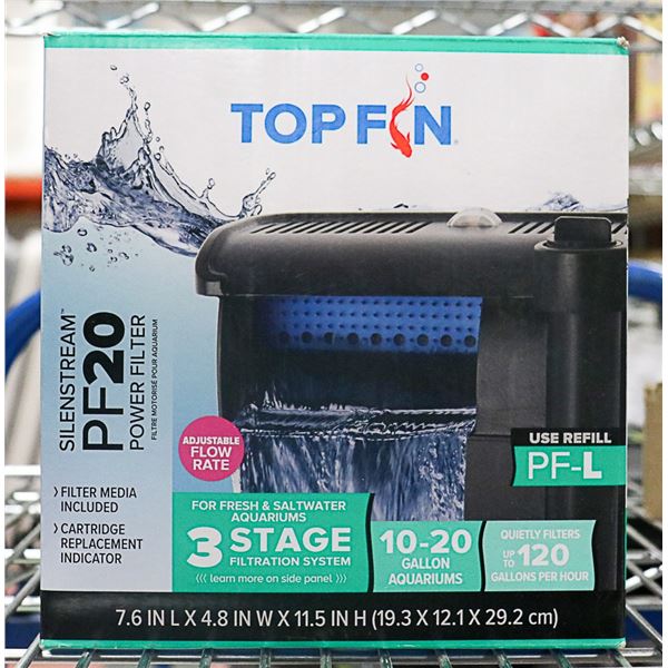TOPFIN PF20 SILENT STREAM POWER FILTER FOR AQUARIM