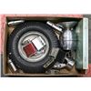 Image 1 : VINTAGE TIRE ASHTRAY, LIGHTERS, CIGARETTE TIN