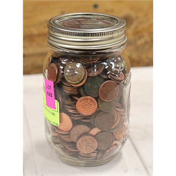 PENNIES- JAR LOT- WEIGHS 4.5 LBS
