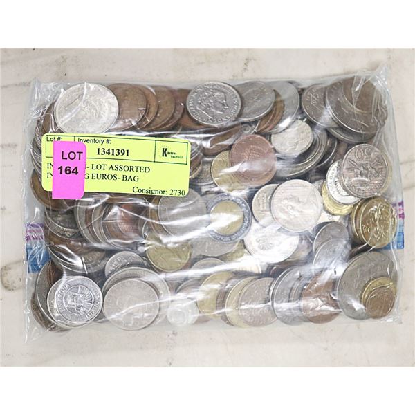 INT'L COIN- LOT ASSORTED INCLUDING EUROS- BAG