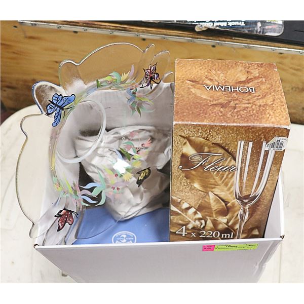 LOT OF BOHEMIAN CRYSTAL, ETC