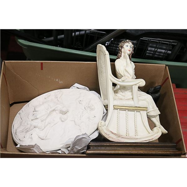 MADE IN ITALY STATUE OF LADY, TWO OTHER ITEMS