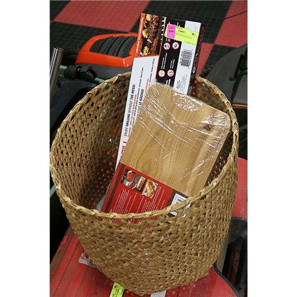 BASKET OF KITCHEN SUPPLIES