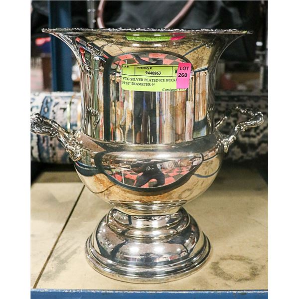 VINTAGE SILVER PLATED ICE BUCKET H:10" DIAMETER 9"