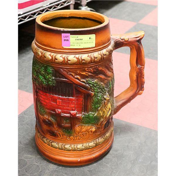 VINTAGE DECORATIVE BEER STEIN- VERY LARGE- 13" X