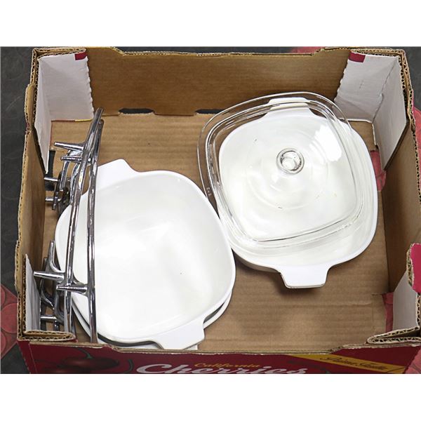 CORNING "CORN FLOWER" PATTERN ASSORTED LOT OF 6