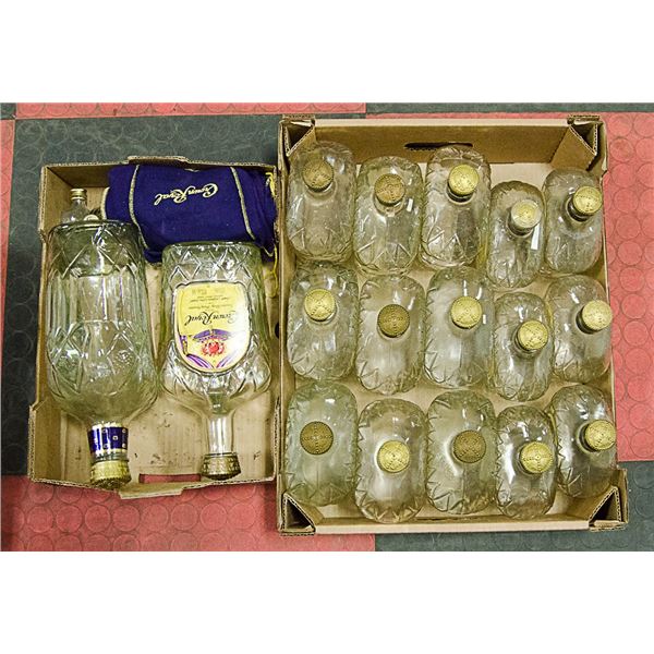 CROWN ROYAL LIQUOR BOTTLES/BAGS- LOT OF ASSORTED