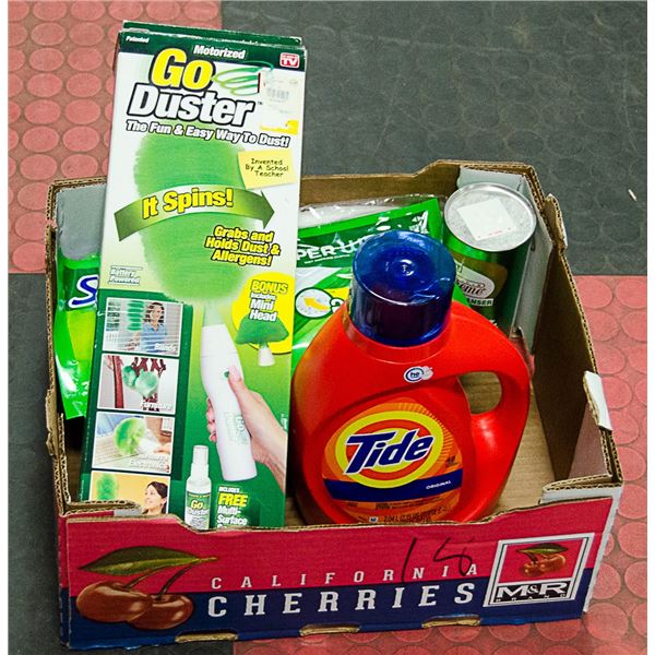 HOUSEHOLD CLEANING SUPPLIES ASSORTED BOX LOT