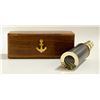 Image 1 : BRASS FOLDING TELESCOPE WITH INLAID BRASS WOOD BOX