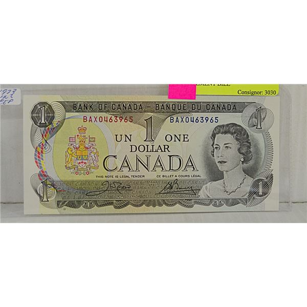 UNC 1973 CANADIAN BAX PREFIX $1 REPLACEMENT BILL