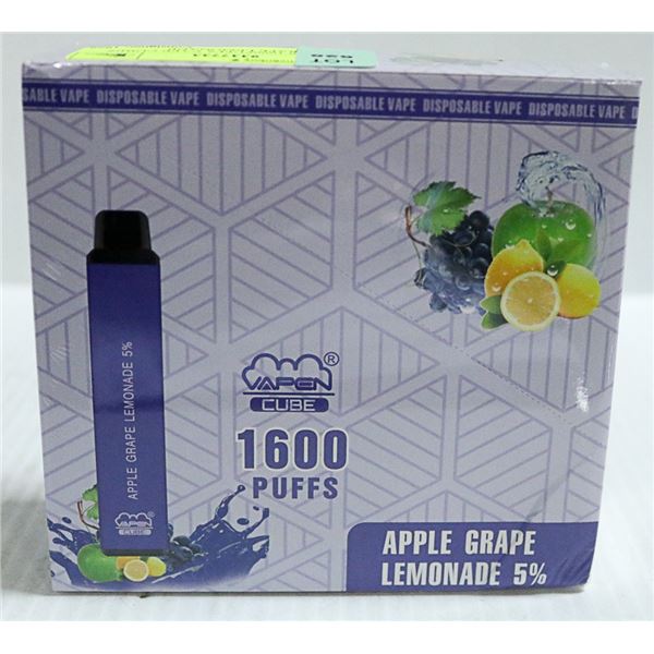 BOX W/10 1600PUFFS VAPE CUBES APPLE GRAPE LEMONADE