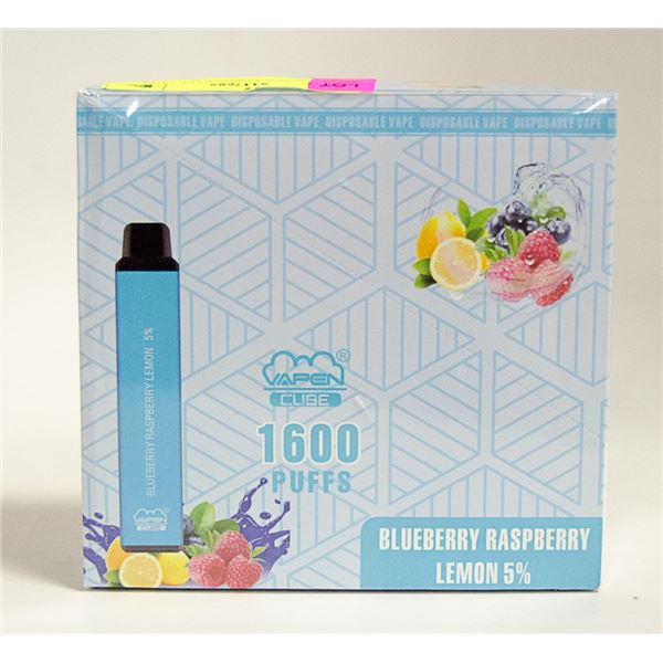 BOX W/10 1600 PUFFS VAPE CUBES BLUEBERRY RASPBERRY