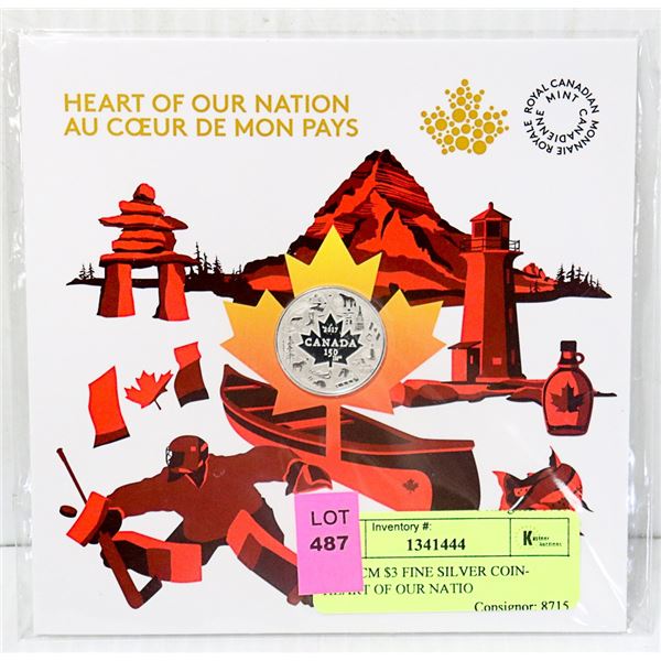 2017 RCM $3 FINE SILVER COIN- "HEART OF OUR NATIO