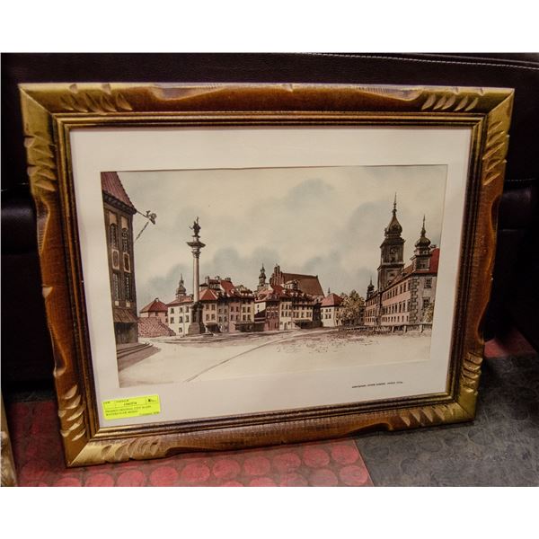 FRAMED ORIGINAL CITY SCAPE WATERCOLOR MIXED