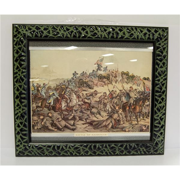 BATTLE OF NASHVILLE-FRAMED COLOR LITHOGRAPH PRINT