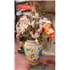 Image 1 : ITALIAN DECORATIVE FLOWER VASE WITH FABRIC FLOWERS