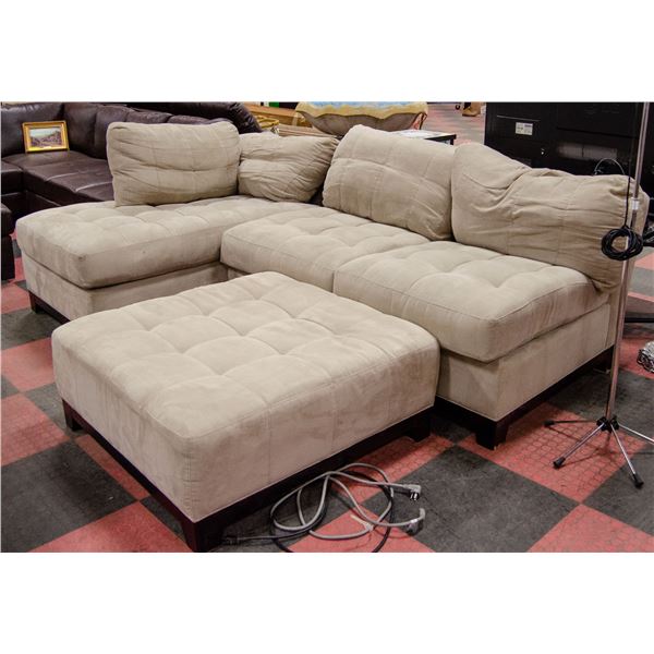 3-PC LIGHT BROWN MICROFIBRE SOFA SET - EASY