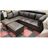 Image 1 : NEW BROWN LEATHERETTE L-SHAPED SECTIONAL WITH