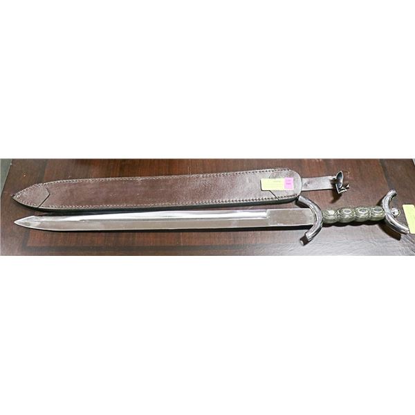 31" INCH LONG SWORD WITH CASE AND WOODEN HANDLE