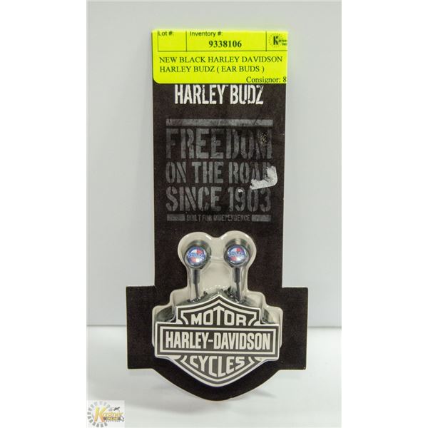 NEW BLACK HARLEY DAVIDSON HARLEY BUDZ ( EAR BUDS )