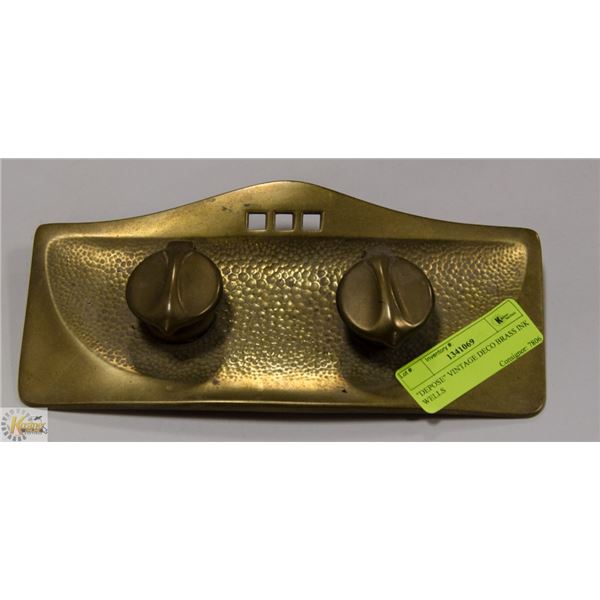 "DEPOSE" VINTAGE DECO BRASS INK WELLS
