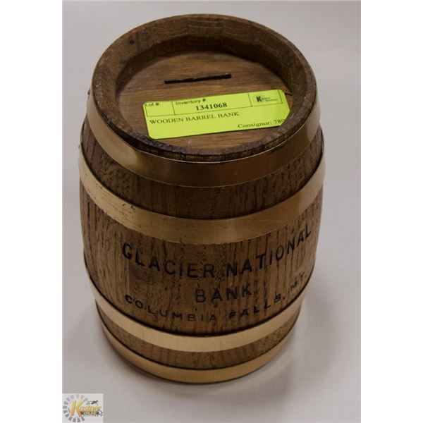 WOODEN BARREL BANK