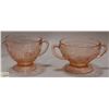 Image 1 : VINTAGE DEPRESSION GLASS CREAM & SUGAR PINK