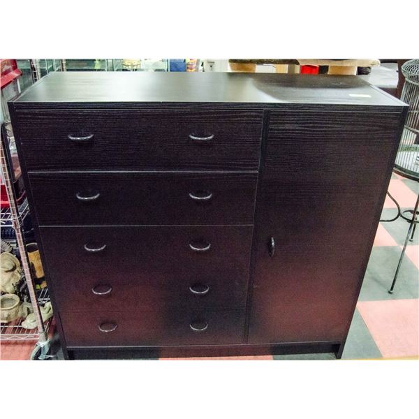 DRESSER - 5 DRAWERS, 2 ADJUSTABLE SHELVES BLACK