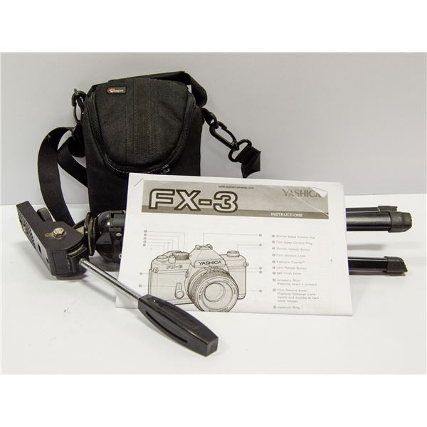 YASHICA FX-3 CAMERA W/ MANUAL & TRIPOD