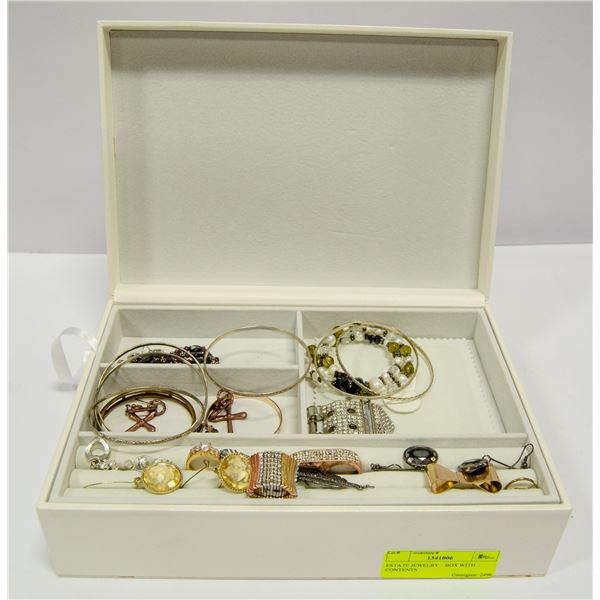 ESTATE JEWELRY  BOX WITH CONTENTS