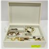 Image 1 : ESTATE JEWELRY  BOX WITH CONTENTS