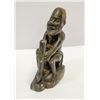Image 1 : SOAPSTONE CARVING - SEATED MAN WITH SPEAR, FROM