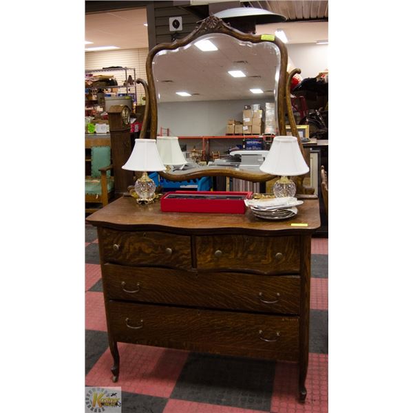 VINTAGE 42" X 20" X 73" APPROX 4 DRAWER DRESSER