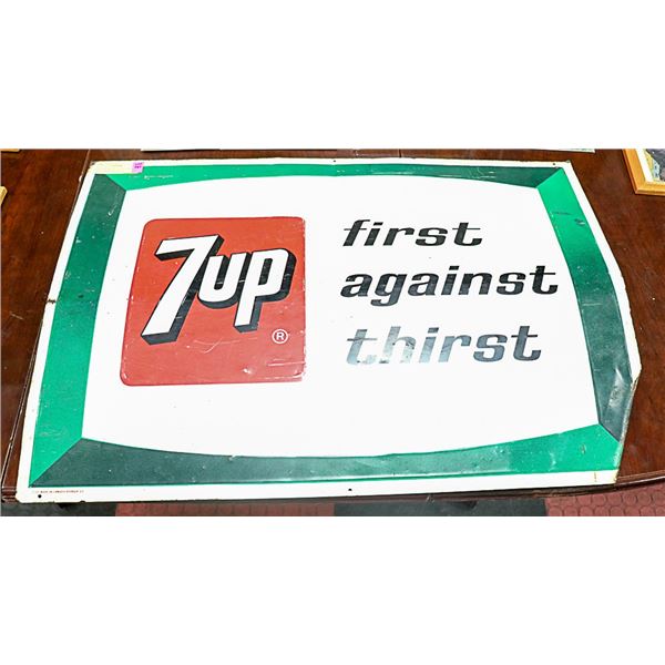 VINTAGE METAL 7UP ADVERTISING SIGN  " REMOVED FROM