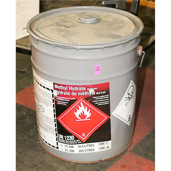 5 GALLON PAIL OF METHYOL HYDRATE *NO SHIPPING*