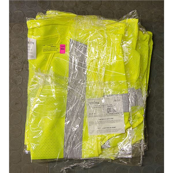 4 ZENITH LARGE YELLOW TRAFFIC/SAFETY VESTS