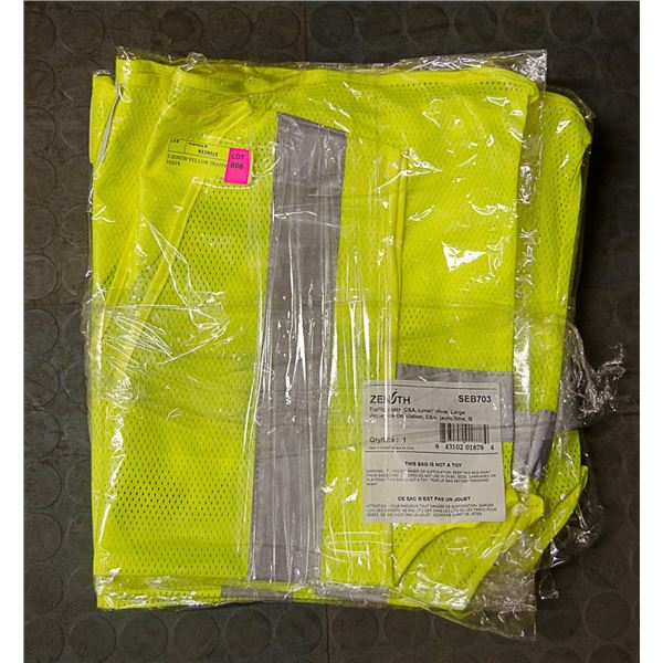 3 ZENITH YELLOW TRAFFIC/SAFETY VESTS